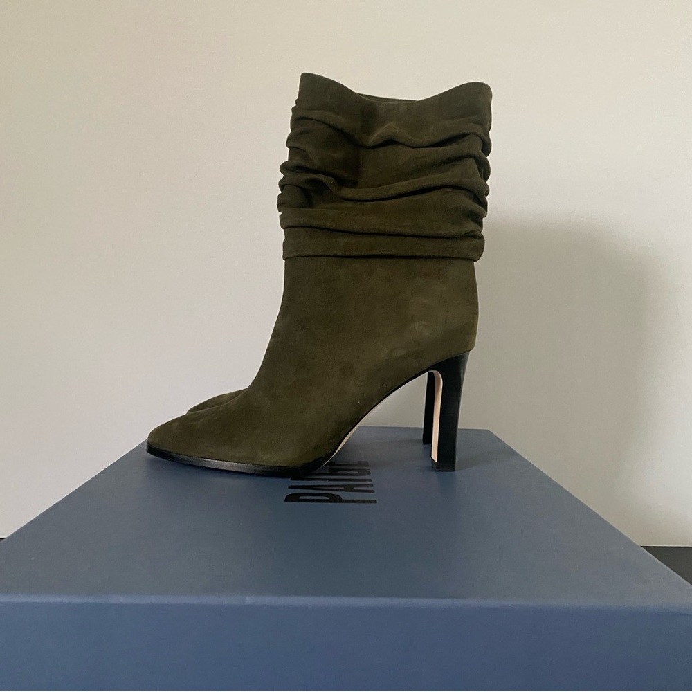 PAIGE  Carrie Olive Slouch Suede Heeled Boots